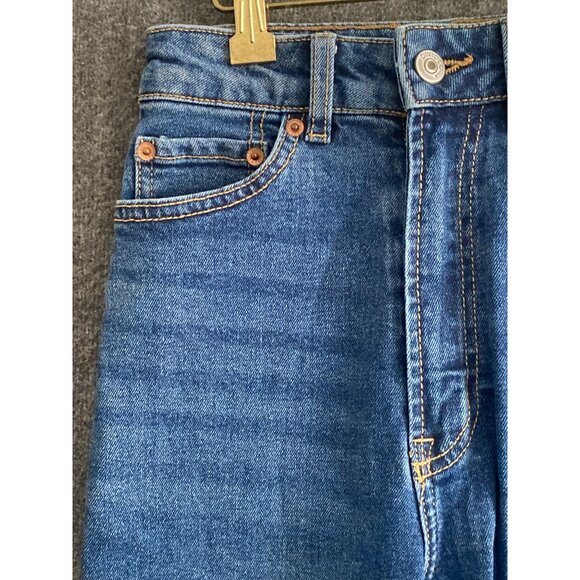 H&M Divided Jeans Washed Dark Blue Denim High Waist XS Straight Leg Women - Picture 3 of 13